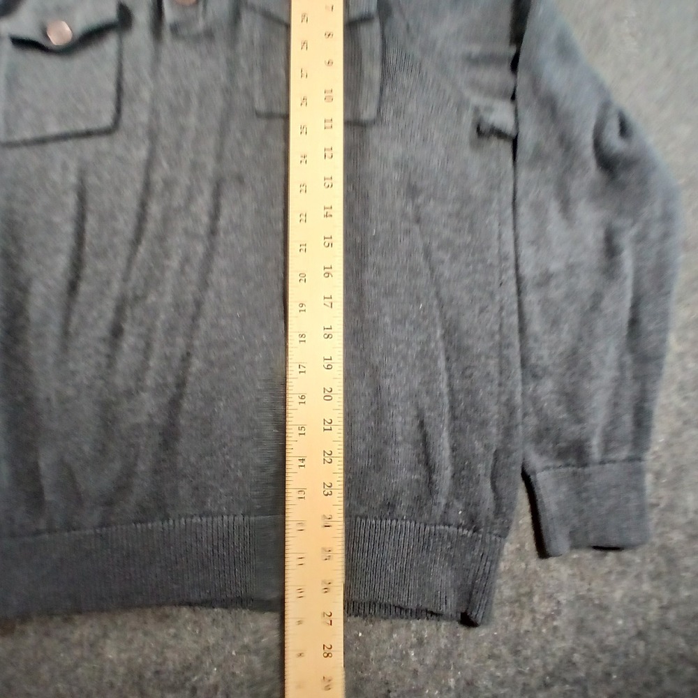 Banana Republic Henley Sweater Mens Large Gray Cotton Mock Neck Button Pockets - Picture 2 of 11